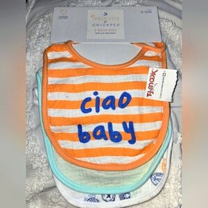 La Dolce Vita By Chickpea 3 Pack Bibs Soft Absorbant Snap Closure